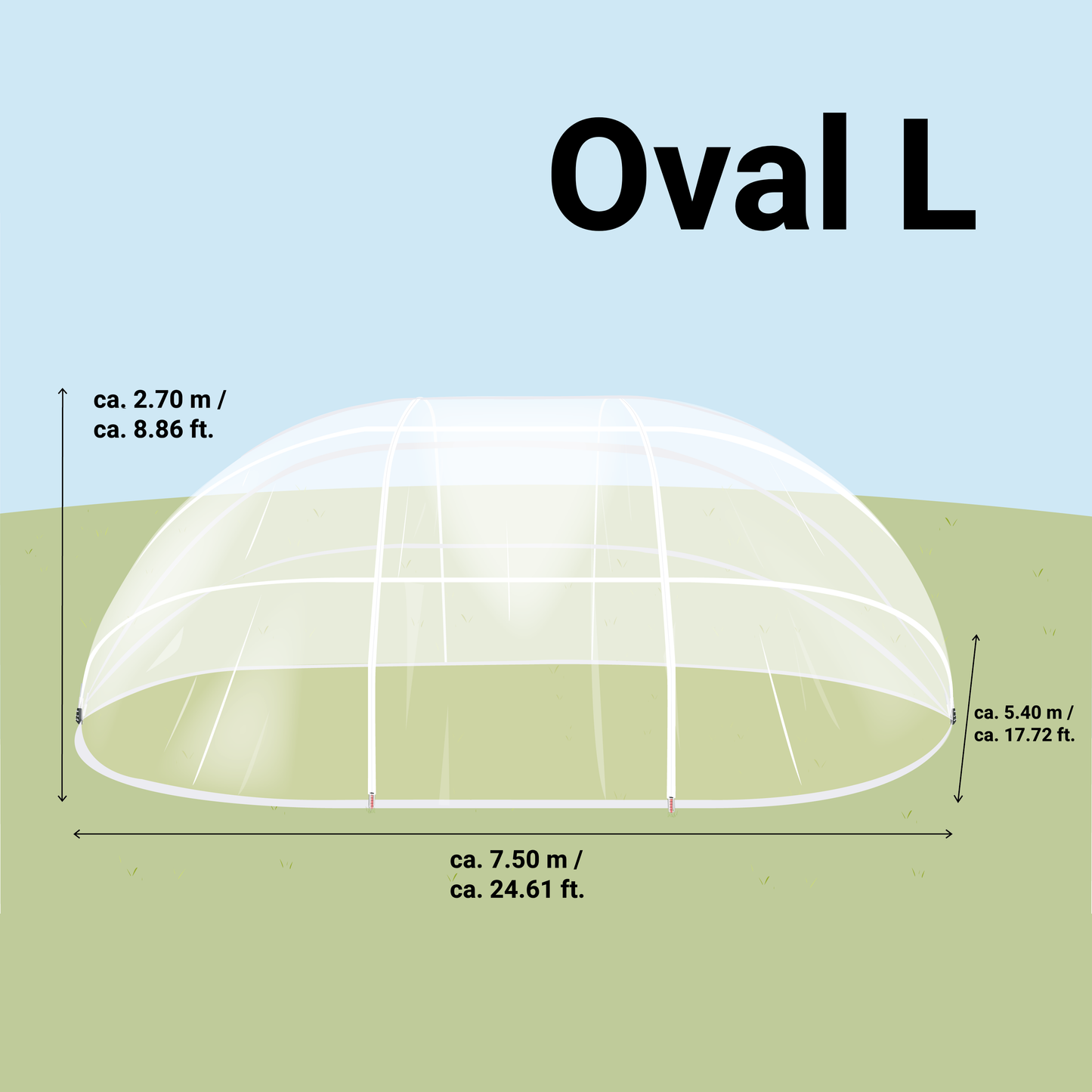 SunnyTent owalny rozmiar L 7.50×5.40m