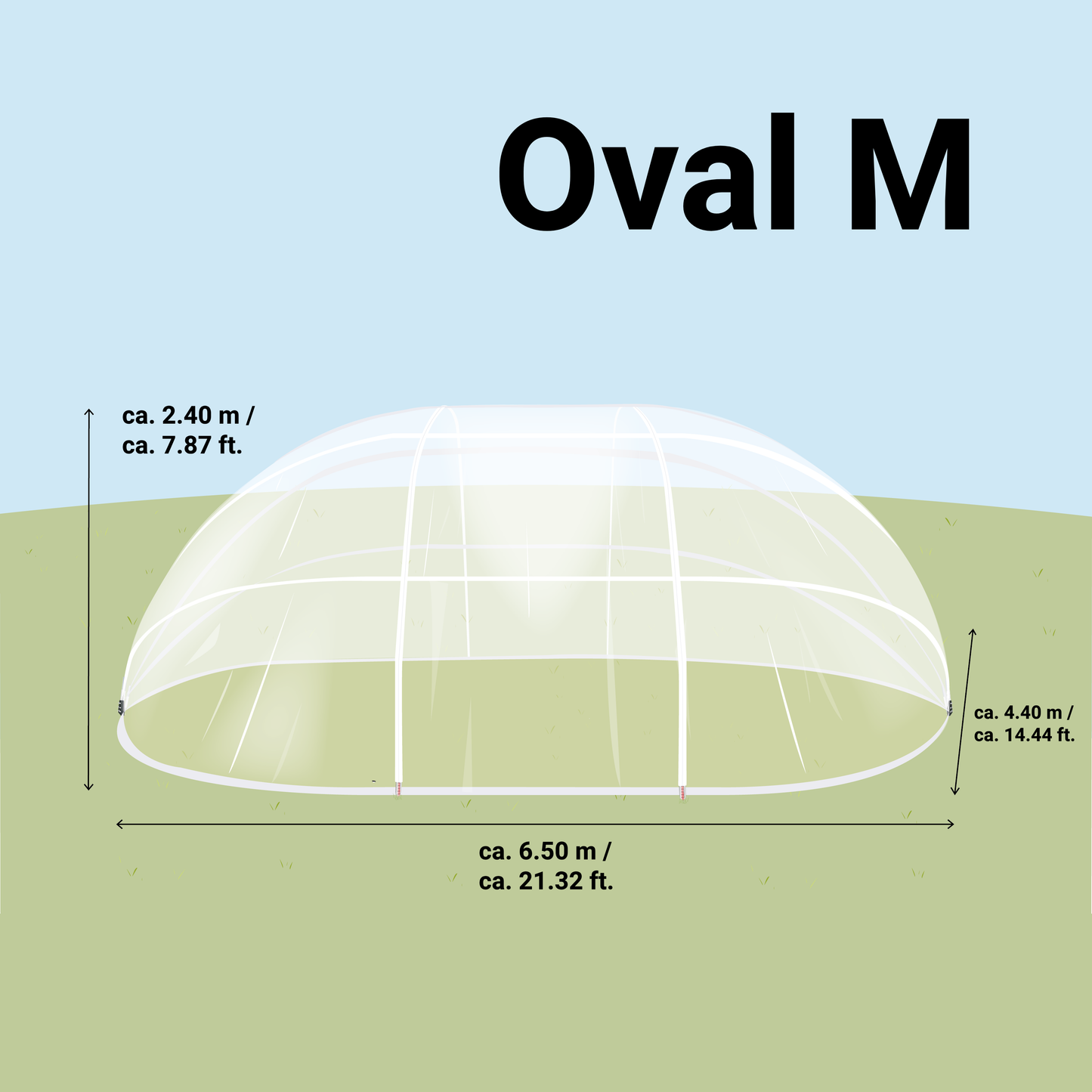 SunnyTent Dôme Piscine Oval taille M 6.50×4.40m