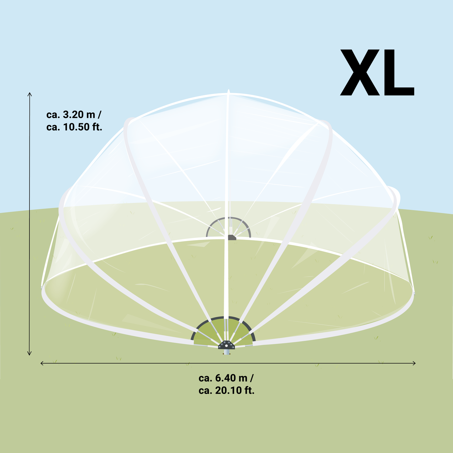 Round Pool Dome (Size XL - ø 21 ft.)