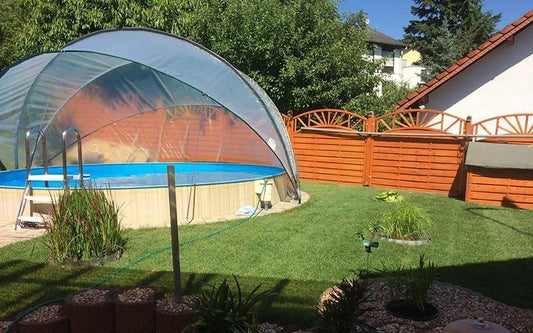 The SunnyTent over an inground pool