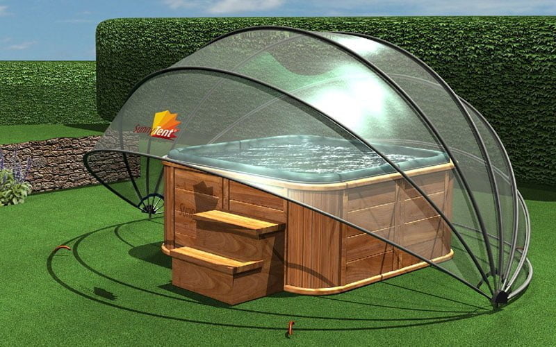 The SunnyTent as jacuzzi / hot tub tent