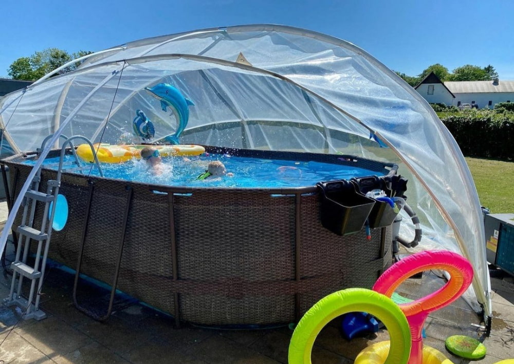 oval tent SunnyTent Oval Pool Dome Cover (Size M – 21.3×14.4 ft.)