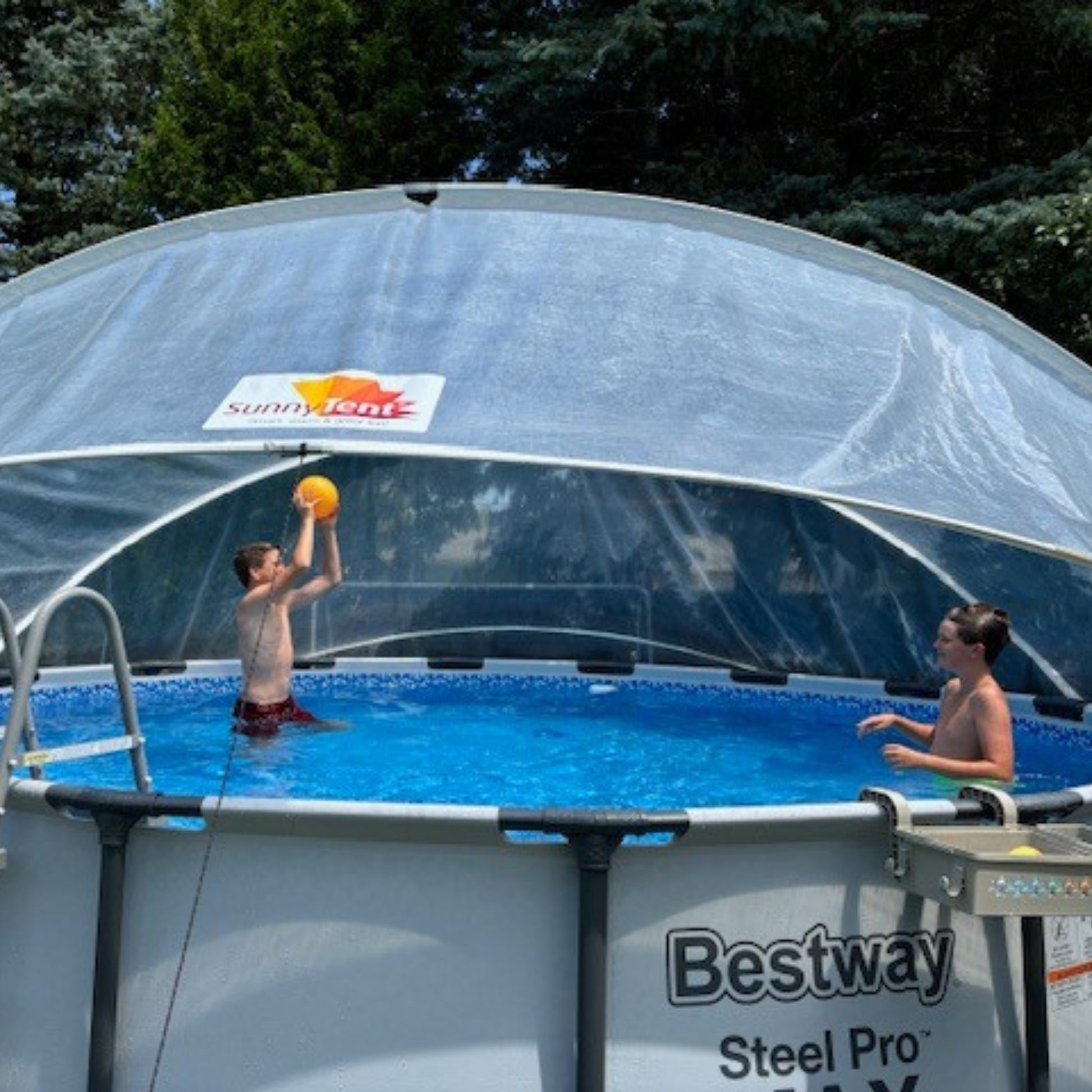 sunny tent pool SunnyTent Round Pool Dome Cover (Size L+ – ø 19.4 ft.)